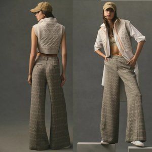 Anthropologie Maeve Plaid Wide-Leg Pants new with tag sand color size 12